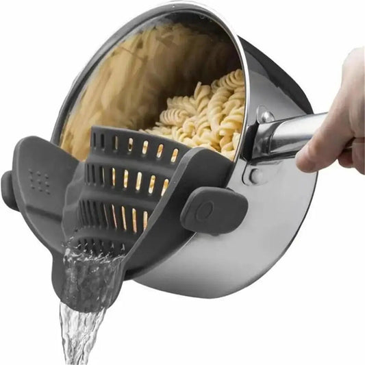 1pc Adjustable Silicone Clip-On Strainer for Pots, Pans, and Bowls - Handheld Drainer for Noodles, Pasta